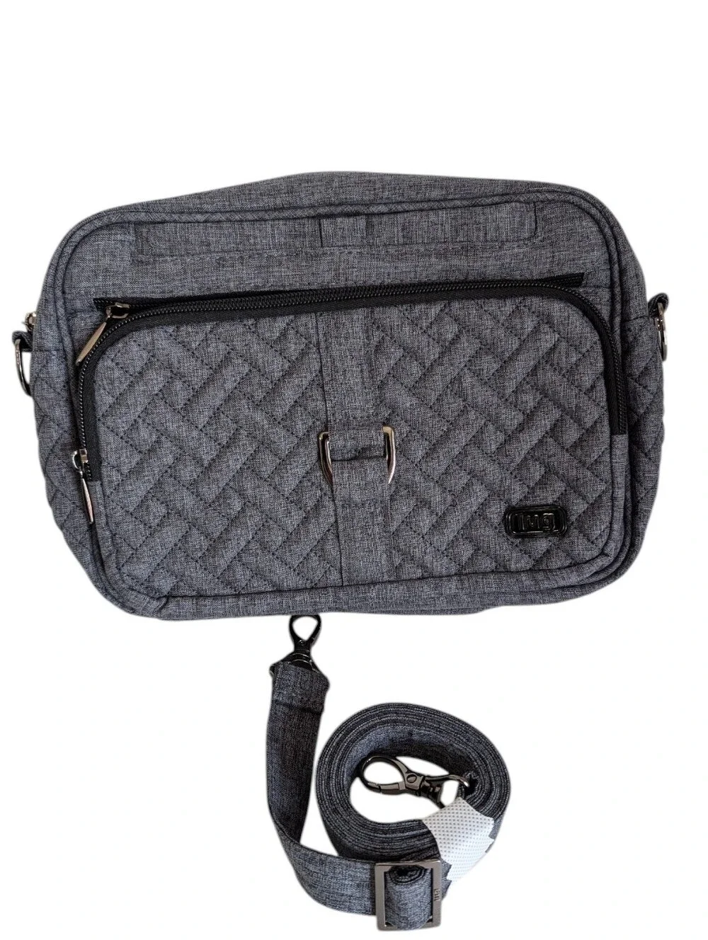 Lug Carousel XL Crossbody Bag in Heather Gray RFID Pocket